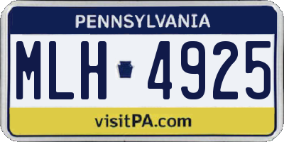 PA license plate MLH4925