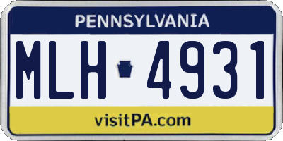PA license plate MLH4931