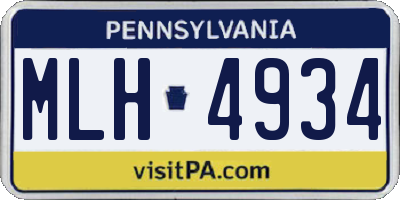 PA license plate MLH4934