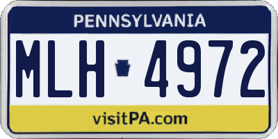 PA license plate MLH4972