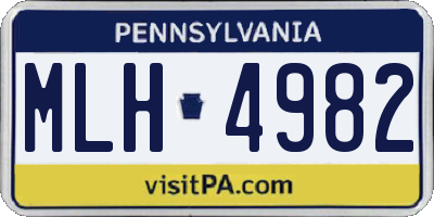 PA license plate MLH4982