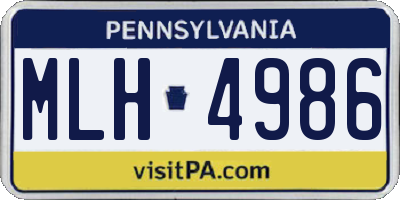 PA license plate MLH4986