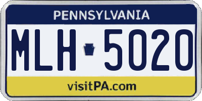 PA license plate MLH5020