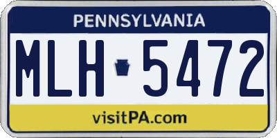 PA license plate MLH5472