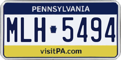 PA license plate MLH5494