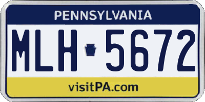 PA license plate MLH5672