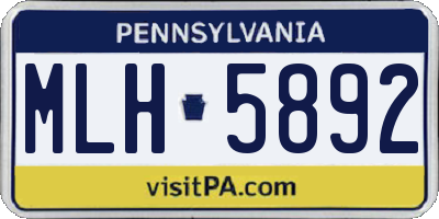 PA license plate MLH5892