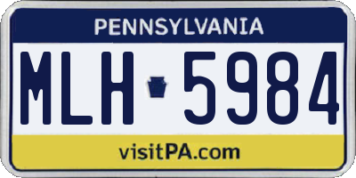 PA license plate MLH5984