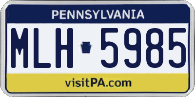 PA license plate MLH5985