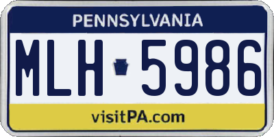 PA license plate MLH5986