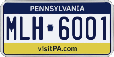 PA license plate MLH6001