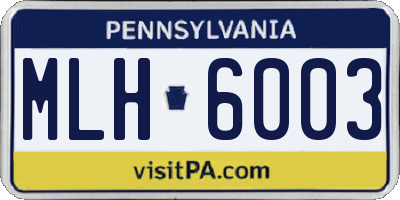 PA license plate MLH6003