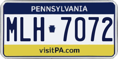 PA license plate MLH7072