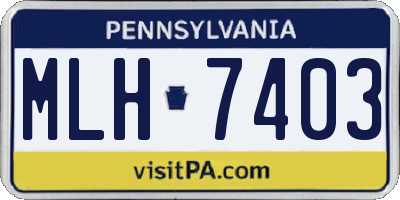 PA license plate MLH7403