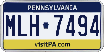 PA license plate MLH7494