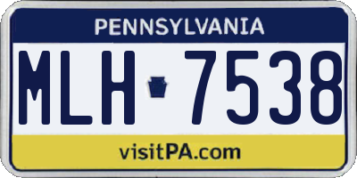 PA license plate MLH7538