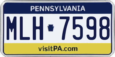PA license plate MLH7598