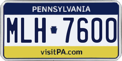 PA license plate MLH7600