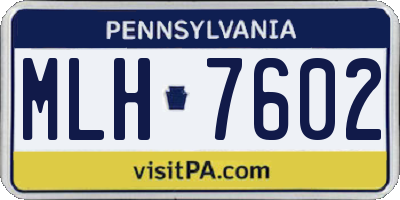 PA license plate MLH7602