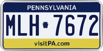 PA license plate MLH7672