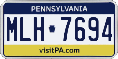 PA license plate MLH7694