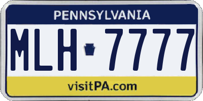 PA license plate MLH7777