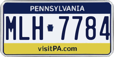 PA license plate MLH7784
