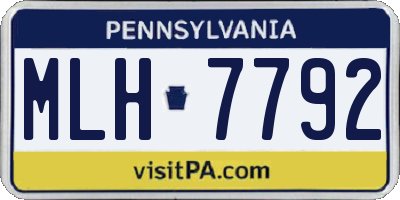 PA license plate MLH7792