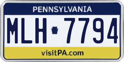 PA license plate MLH7794
