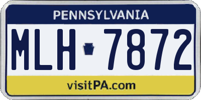 PA license plate MLH7872