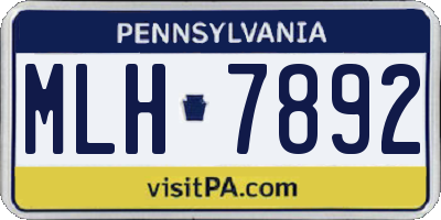PA license plate MLH7892