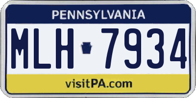PA license plate MLH7934