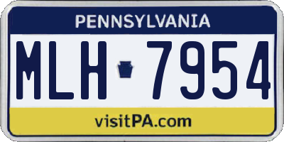 PA license plate MLH7954