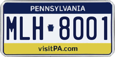 PA license plate MLH8001