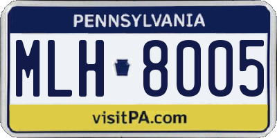 PA license plate MLH8005