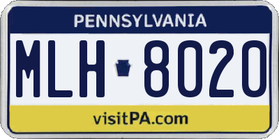 PA license plate MLH8020