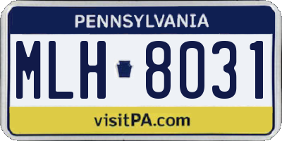 PA license plate MLH8031