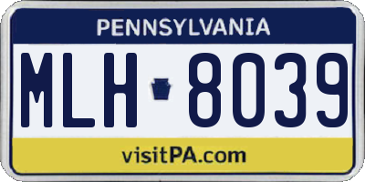 PA license plate MLH8039