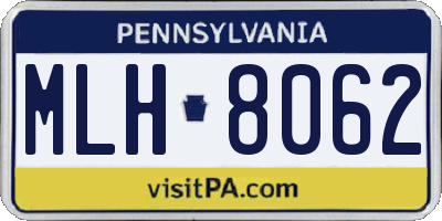 PA license plate MLH8062