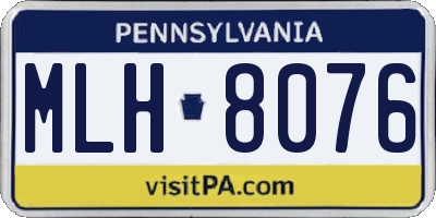 PA license plate MLH8076