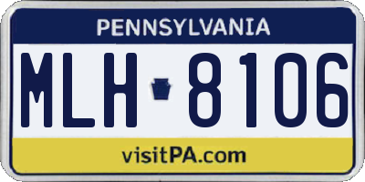 PA license plate MLH8106