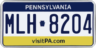 PA license plate MLH8204
