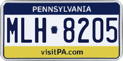 PA license plate MLH8205
