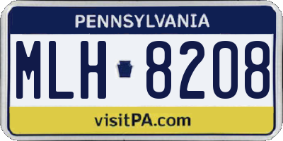 PA license plate MLH8208