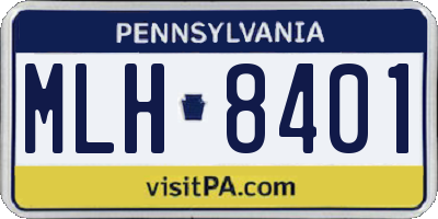PA license plate MLH8401