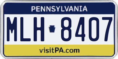 PA license plate MLH8407