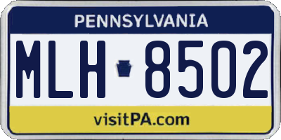 PA license plate MLH8502