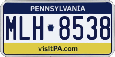 PA license plate MLH8538