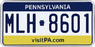 PA license plate MLH8601