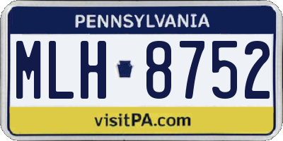 PA license plate MLH8752
